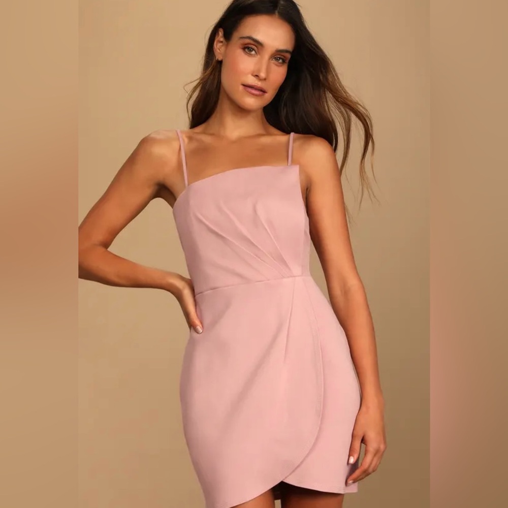 Drinks On Me Mauve Pink Sleeveless Pleated Bodycon Dress